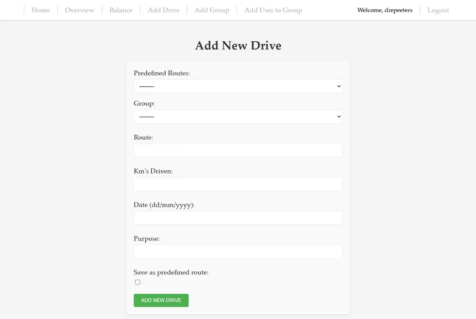 Registering a new trip